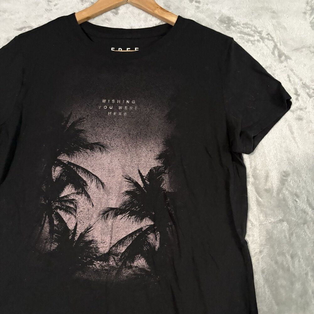 XL Black Graphic Tee - Wishing You Were Here Palm Y2K Grunge - Streetwear Tropic